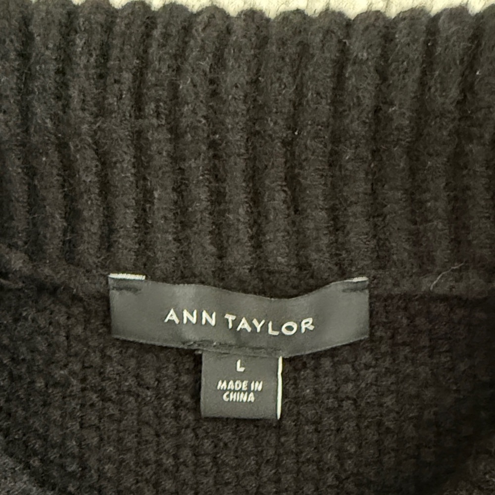 Ann Taylor Black Textured Sweater with Gold buttons, SZ L, EUC - Picture 2 of 6